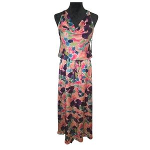 Floral/Water Color Sleeveless Maxi Dress